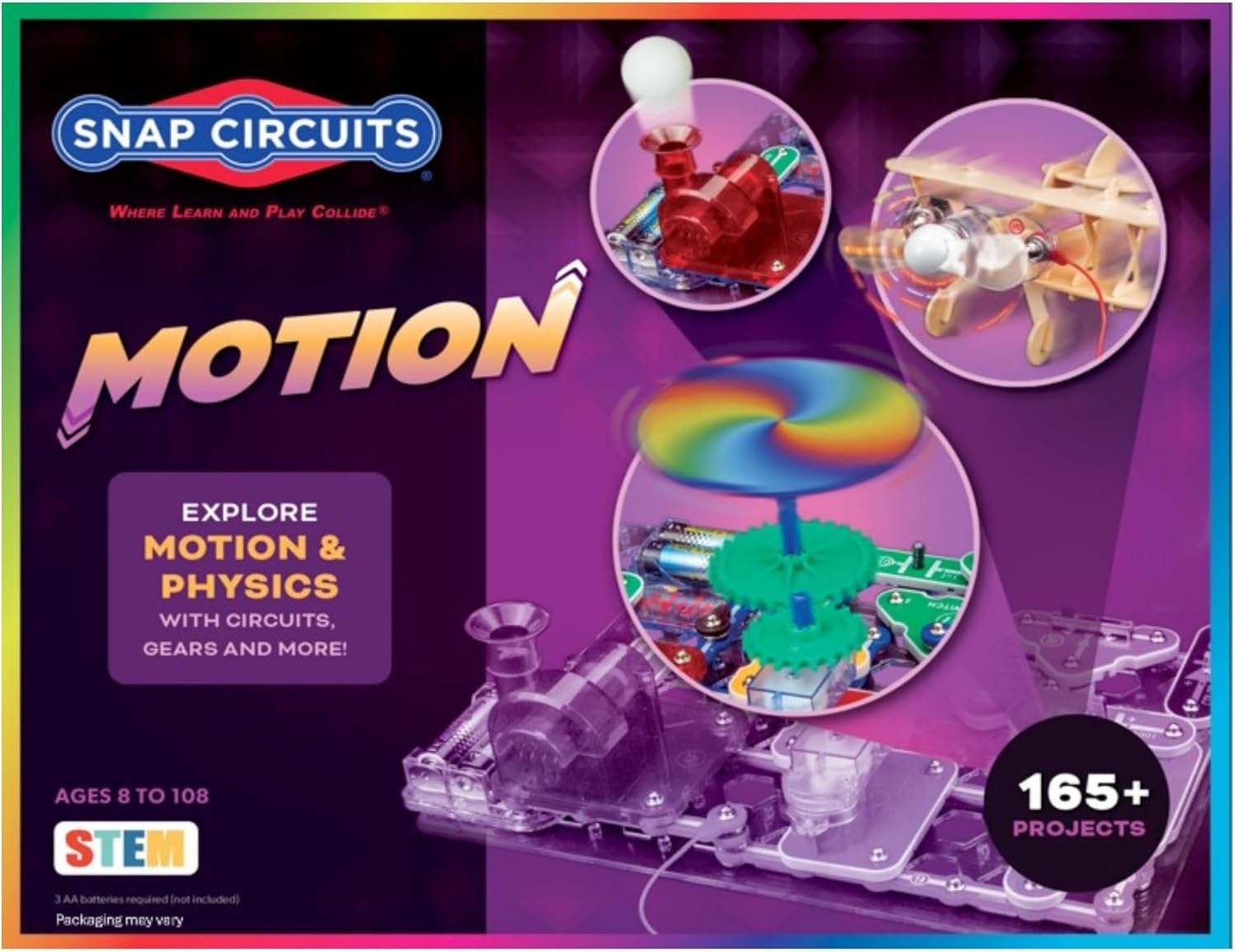 Snap Circuits Motion Electronics Exploration Kit | Over 165 Exciting STEM Projects | 4-Color Project Manual | 50+ Snap Modules | Unlimited Fun