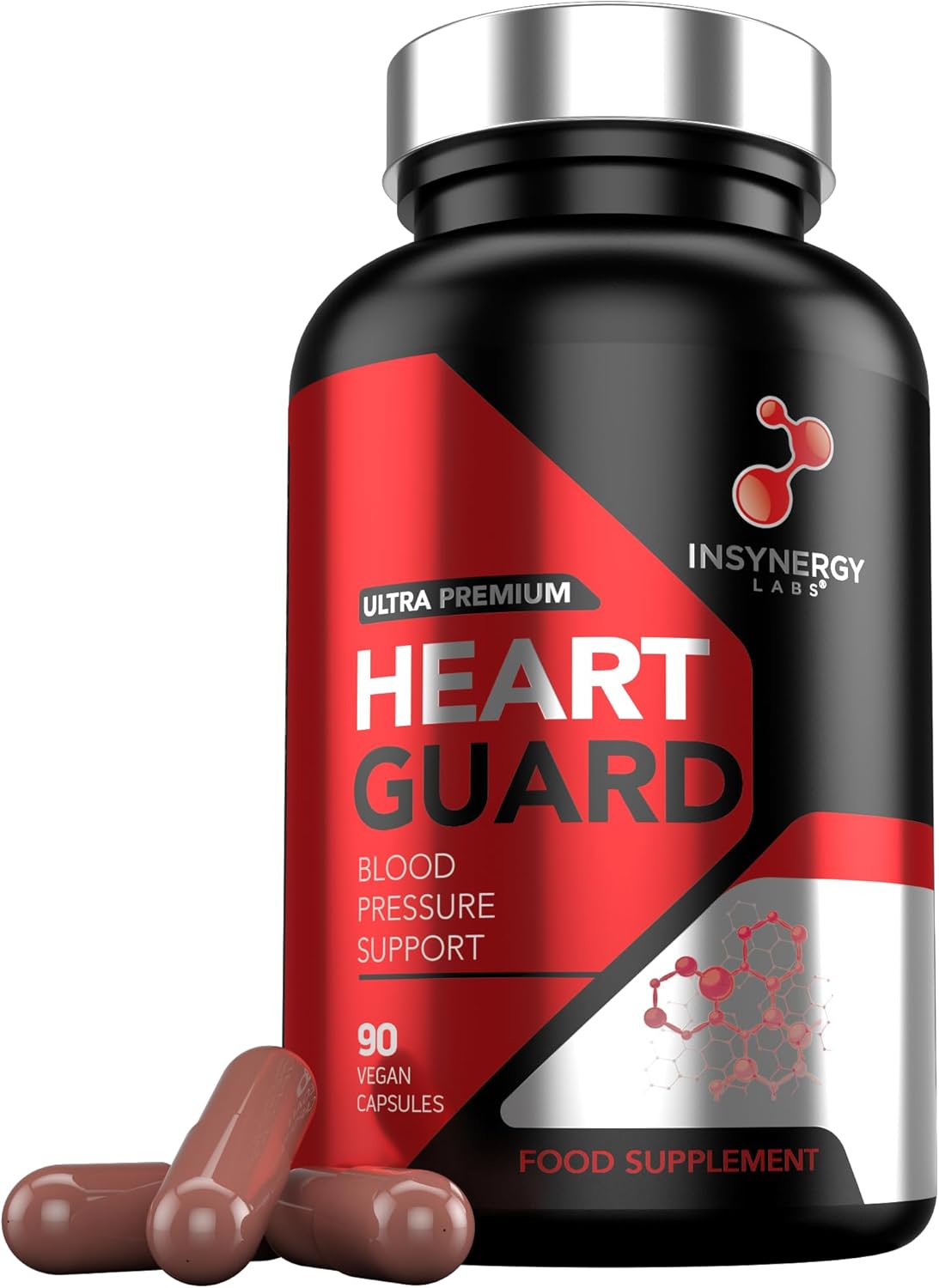Blood Pressure Supplement - Heart Guard (Maximum Dosage in UK) Blood Pressure Tablets 90 Vegan Capsules Heart Health Blood Pressure Support
