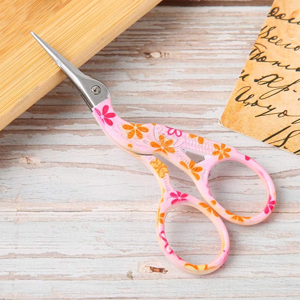 Stork Scissors, Stainless Steel Crane Design Sewing Scissors for Embroidery, Dressmaker Shears with Thoughtful Design and Quality Material, Lightweight and Versatile, Extensive (Flower Porcelain