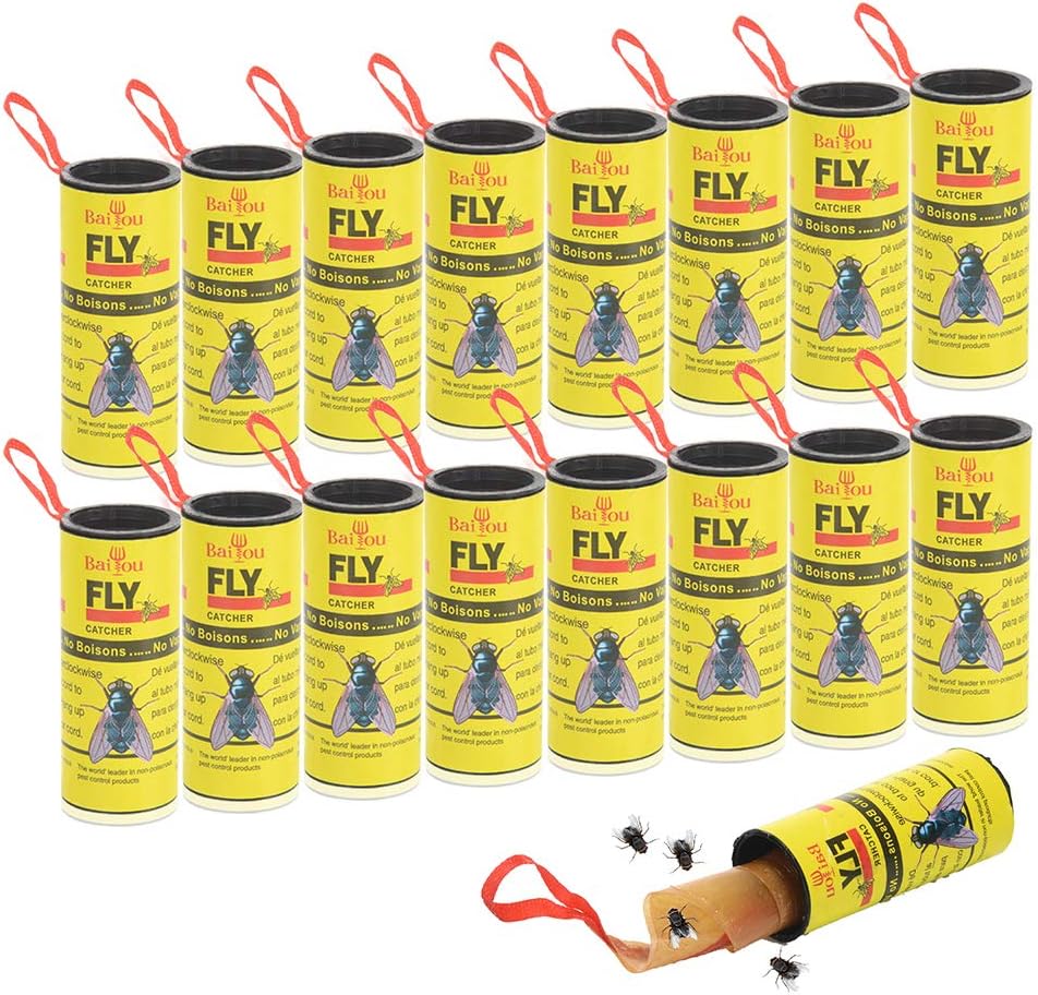 Fly Paper Fly Strips Fly Catcher Strips 16 Pack Sticky Fruit Fly Trap for House Indoor Outdoor Use
