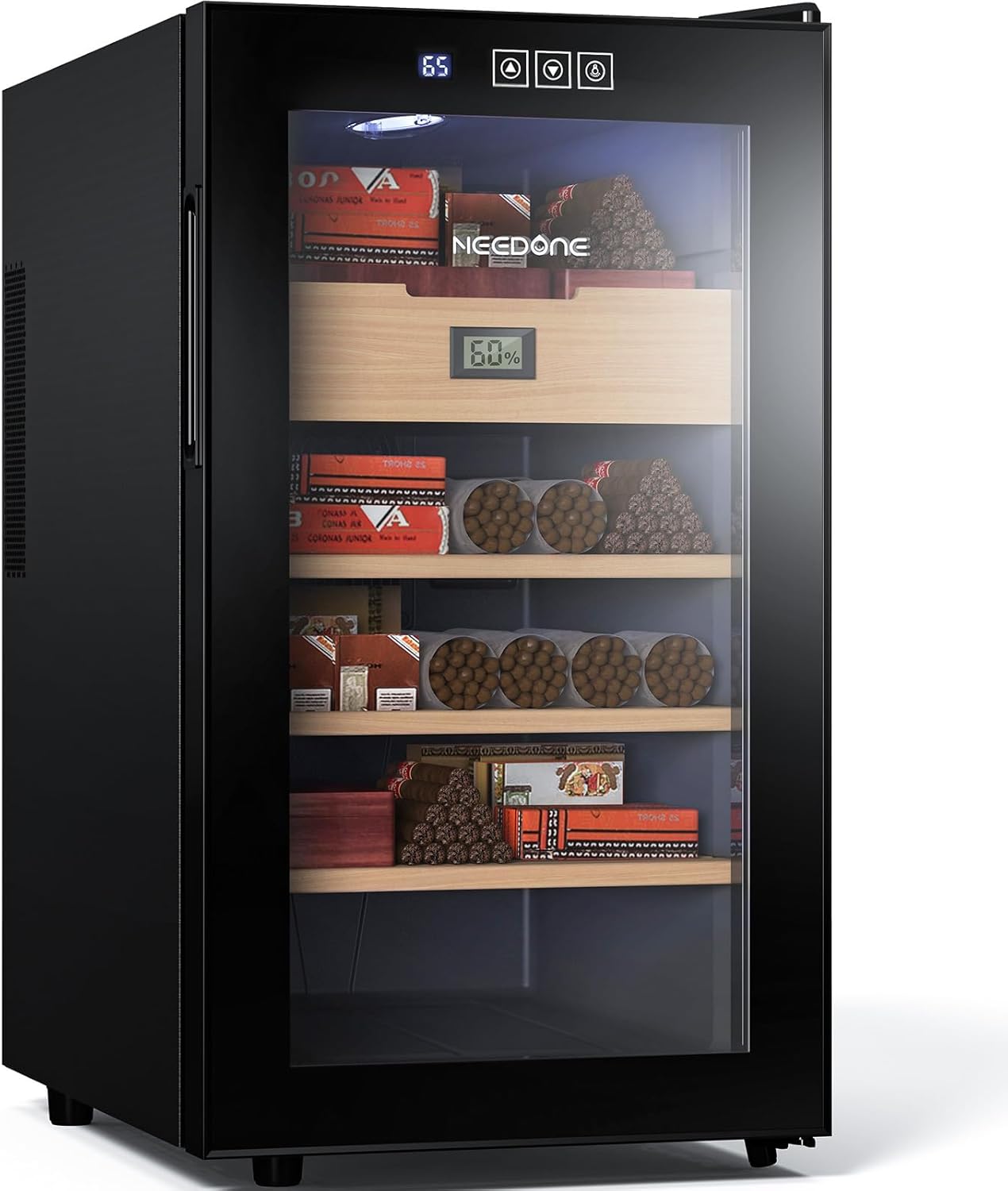 NEEDONE Cigar Humidor 48L with Heating and Cooling Temperature Control System, Quiet Thermostatic Electric Cooler Cabinet for 350 Counts with Digital Hygrometer, Spanish Cedar Wood, Gift for Men