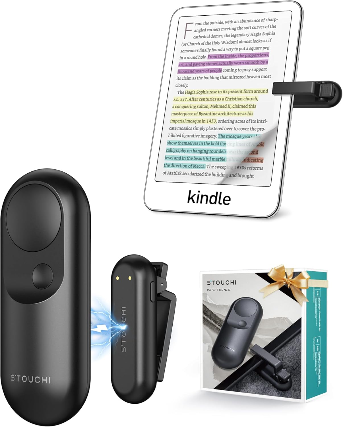 [#1 Magnetic Tech] Remote Control Page Turner for Kindle Paperwhite with Wrist Strap, 2-in-1 Kindle Accessories for iPhone, iPad, Camera Video Record & Shutter Selfie,Ideal Valentine’s Gift