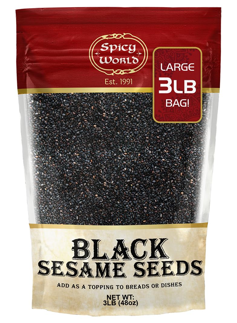 Raw Black Sesame Seeds 3 LB Bag - Natural - By Spicy World