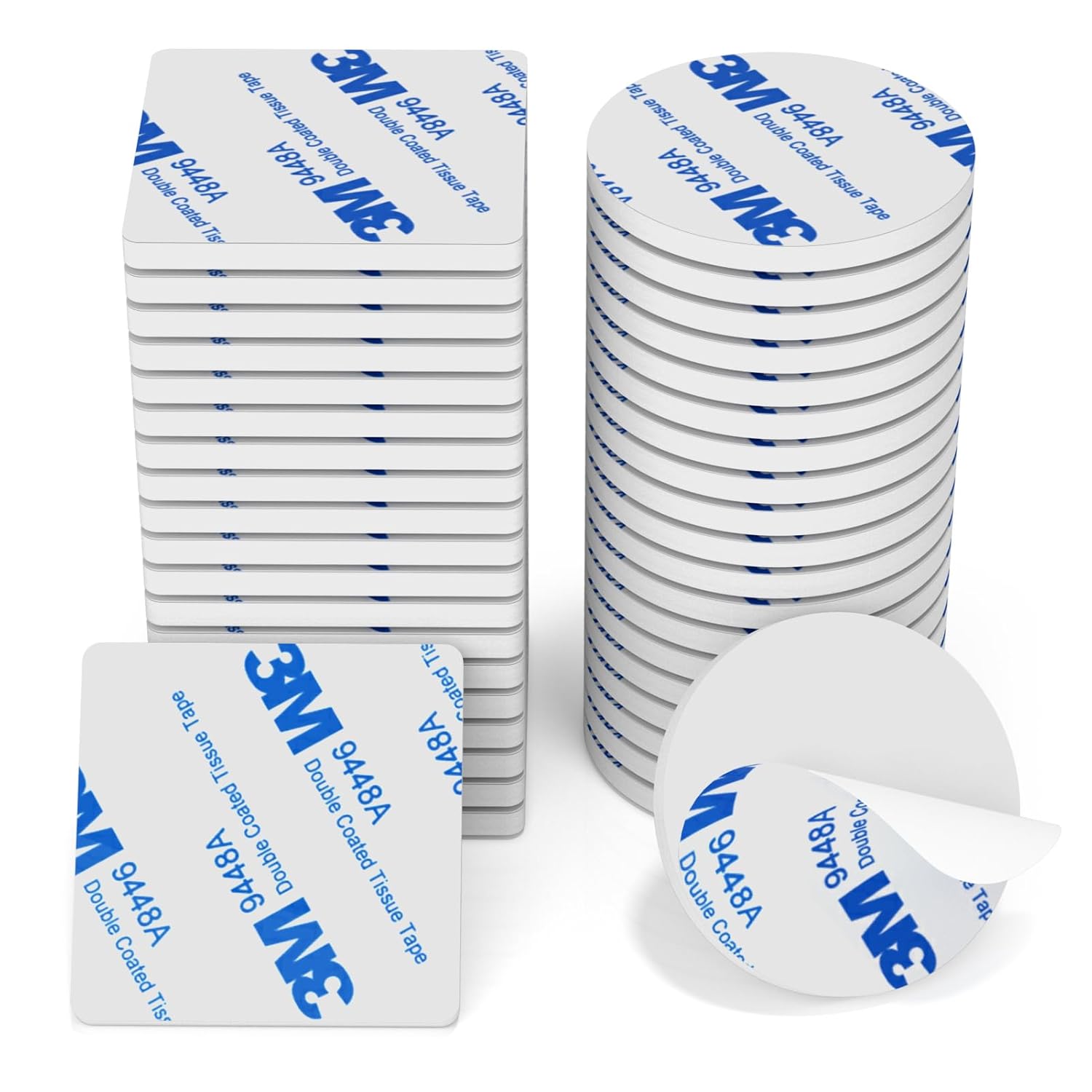HOMMAND Double Sided Sticky Pads, 40 Pcs Sticky Foam Pads Heavy Duty, Extra Strong 3M Adhesive Foam Pads, Waterproof Mounting Pads for Home Office Car School, Squares/Round, White, HK23M3112-WH