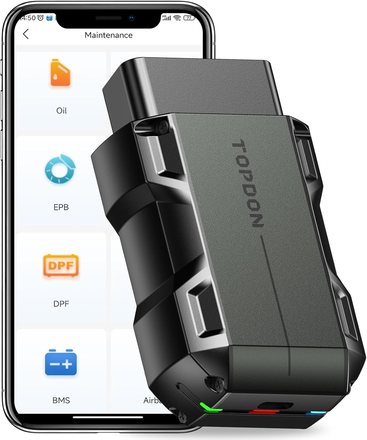 TOPDON Topscan OBD2 Scanner Bluetooth, Wireless OBD2 Code Reader with Active Test, 8 Reset, Car Diagnostic Tool for All System, Vehicle Performance Test for iPhone & Android, All Software 1 Year Free