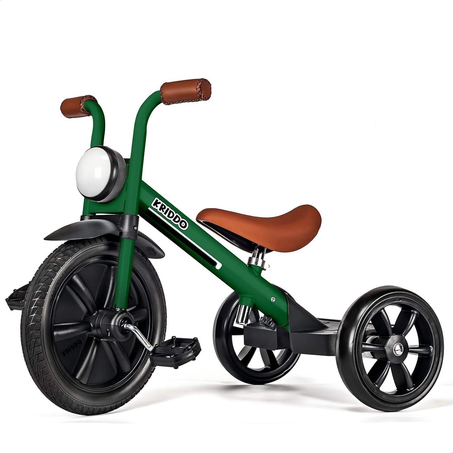 Kids Tricycles Age 2 Years to 5 Years, 12 Inch Puncture Free Rubber Wheel w Front Light, Kids Trike for 2.5 to 5 Year Old, Gift Toddler Tricycles for 2-5 Year Olds, Trikes for Toddlers, Green