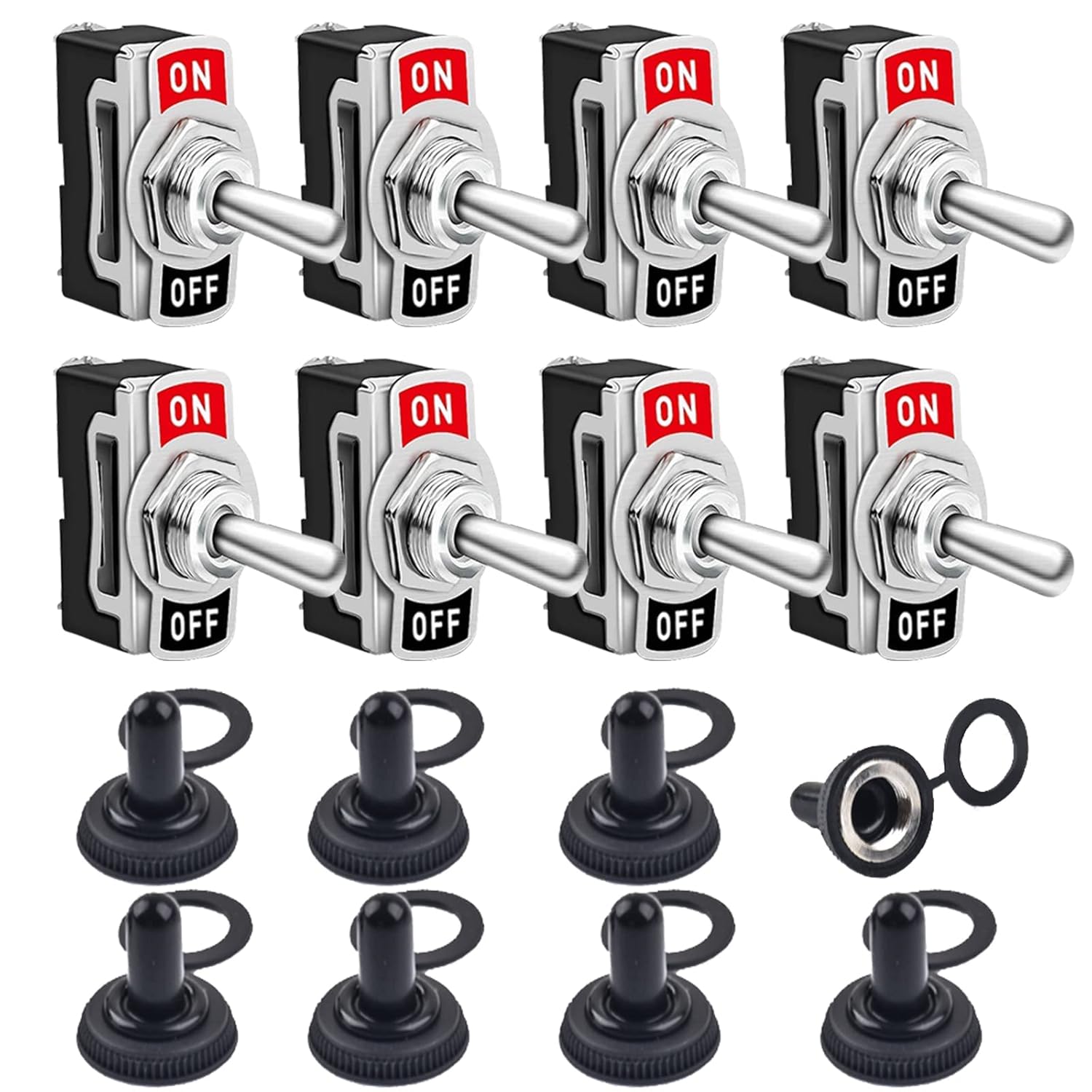 Toggle Switches, 8 Pack 2 Pin ON Off SPST Car Rocker Switches, 20A 12V Heavy Duty Waterproof Toggle Switch