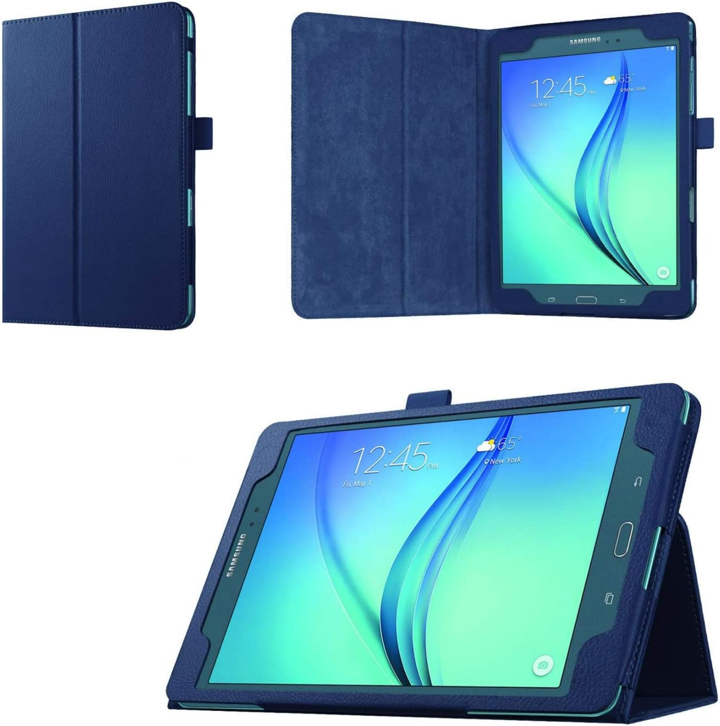 Asng for Samsung Galaxy Tab A 8.0 2015 Case - Slim Folding Cover Case with Auto Wake/Sleep and Stylus Pen Loop for Galaxy Tab A 8.0 Tablet SM-T350 2015 Release (NOT FITS 2017 Tab A 8.0) (Drak Blue)