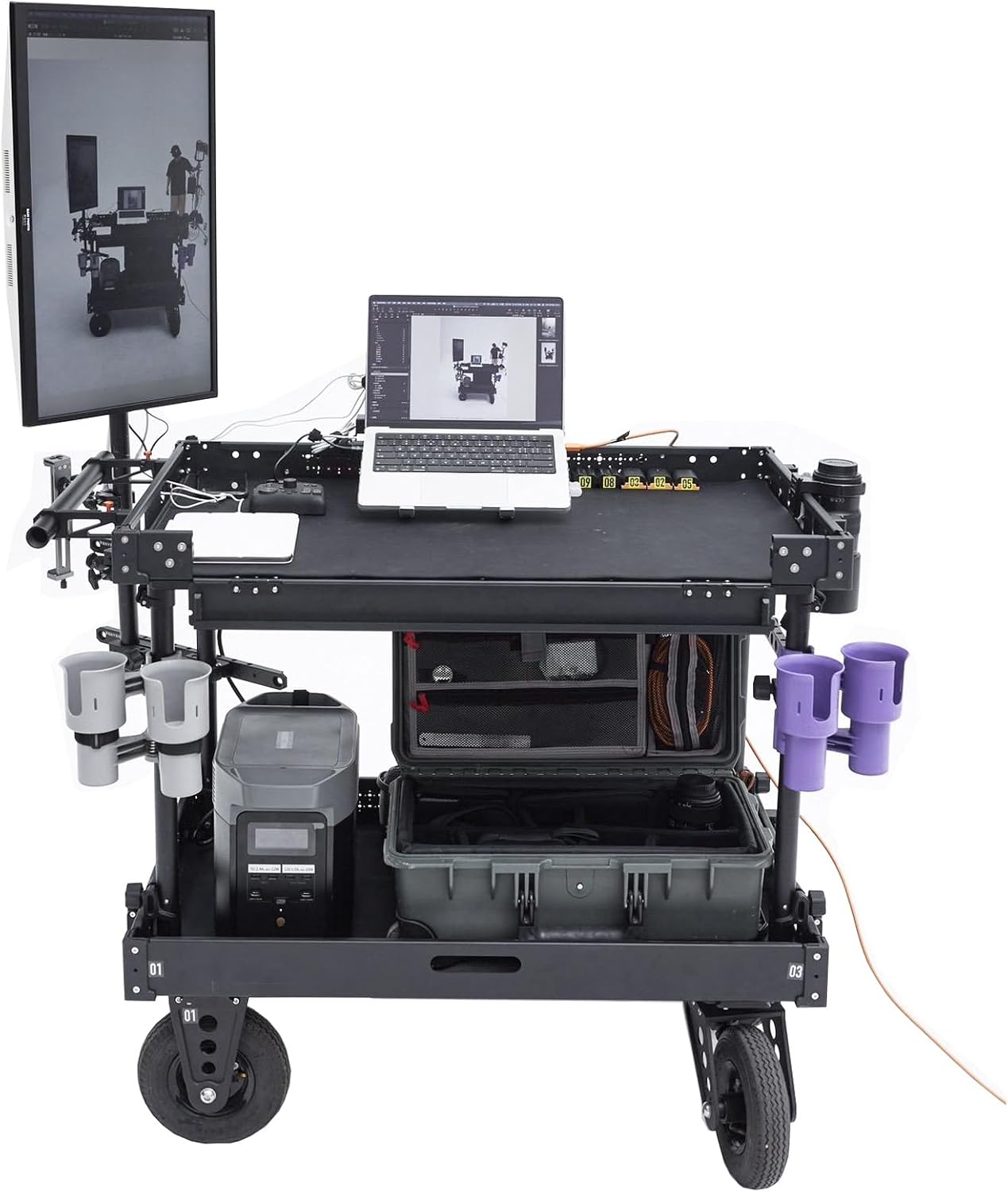 DF DIGITALFOTO Video Production Camera Cart Workstations for Filmmaker/Director/Photographer/Studio/Stage, Stores & Carries Your Gear Safely, Professional Smooth Mobility with 350KG/771Lbs Payload