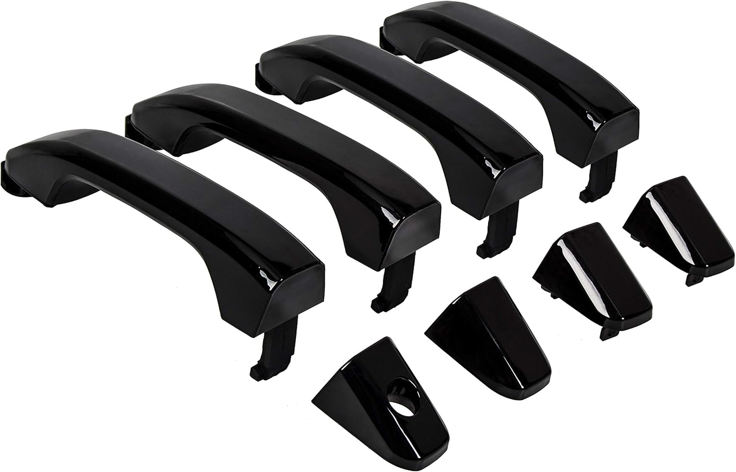 ECOTRIC 4Pcs Exterior Door Handles Replacement Compatible with 2014-2019 Chevy Silverado GMC Sierra Replacement for 22923605 23236150 22929464 22923599 84713668 22929412 Black