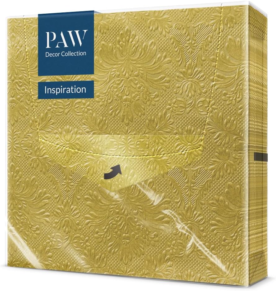 PAW - Napkins 3-Ply (33 x 33 cm) I 20 Pieces I Perfect for Birthdays Parties Weddings Communion and Celebrations I Paper Napkins Colorful - Special Occasions, Ornaments I Inspiration Classic (Gold)