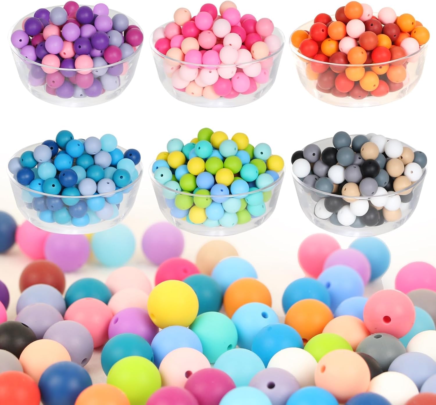 ZIFTY 240Pcs Silicone Beads for Keychain Making Kit 15mm Silicone Beads Bulk 30 Colors Loose Round Rubber Silicone Focal Beads for Pens, Necklace Bracelet Making Kit, Jewelry, Art, Crafts, DIY