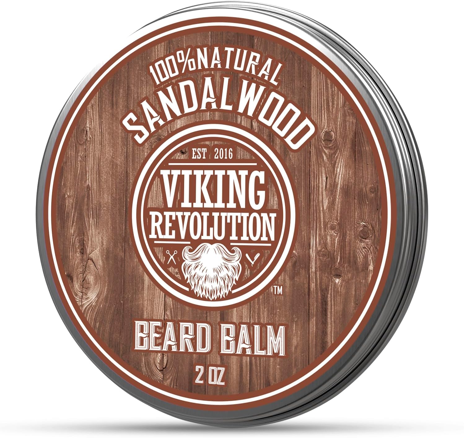 Viking Revolution - Beard Balm - Natural Beard Balm For Men With Argan & Jojoba Oils- Styles, Strengthens & Softens - Beard Wax - Gifts For Men - Sandalwood - 57 g
