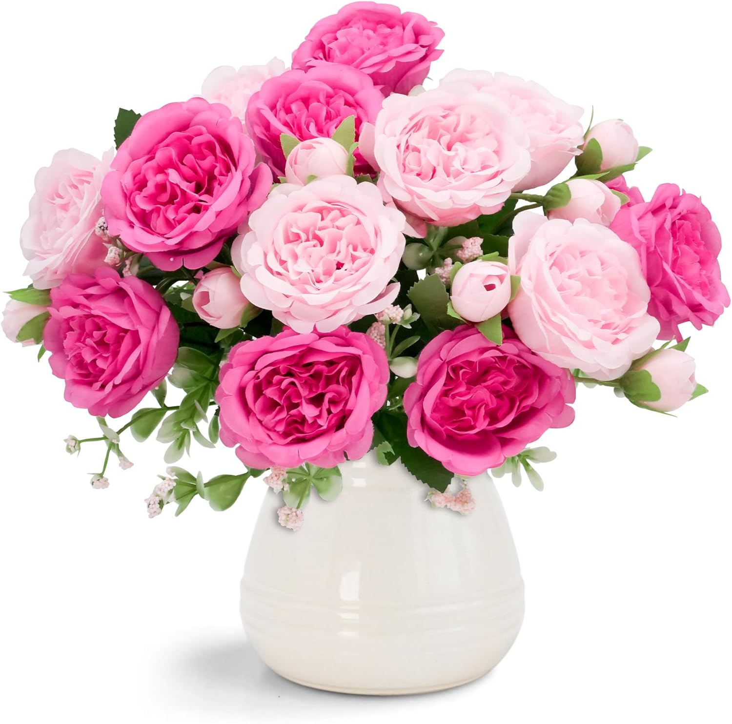 2 Packs Peonies Artificial Flowers,Silk Fake Peonies Faux Peonies Bouquet for Centerpiece Table Wedding Party Home Decor (2, Rose Pink, Large)