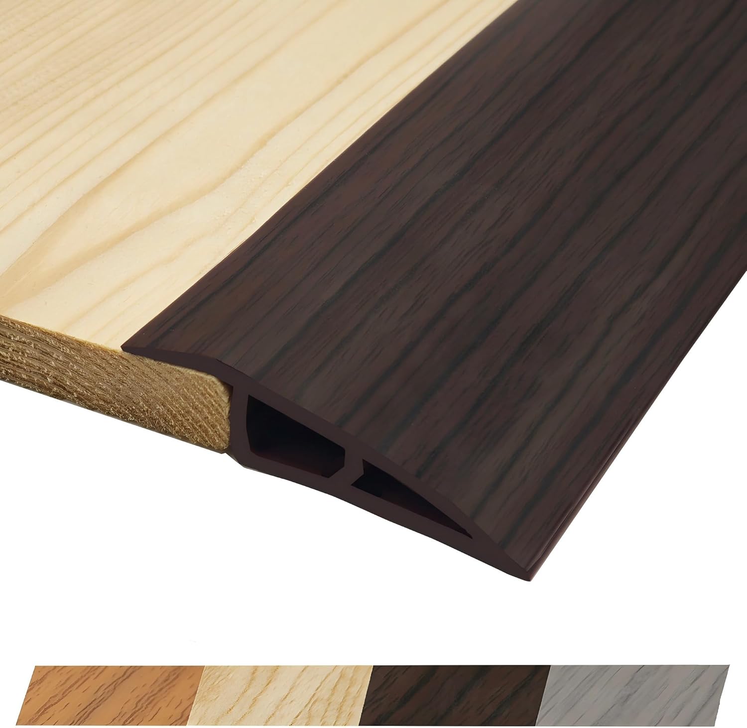 1/2" to 3/5" Height Threshold Ramp - Rubber Threshold, Floor Transition Strip, Door Strip, Wheelchair Ramp, Carpet to Tile Strip (Ebony Walnut, 40 inches)