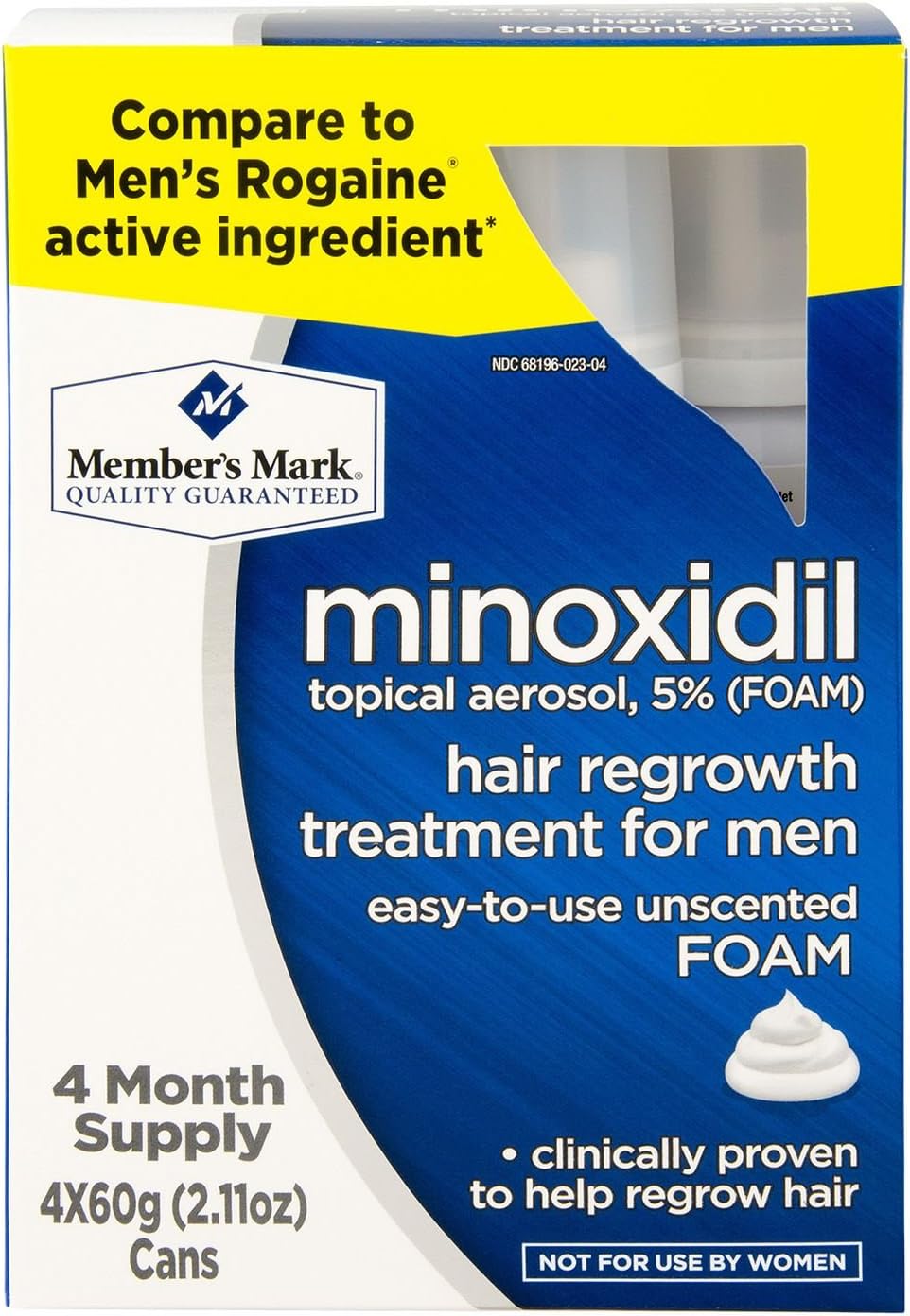 Member's Mark Minoxidil Topical Aerosol 5% Unscented FOAM Hair Regrowth Treatment for Men Rogaine (4 Month Supply)