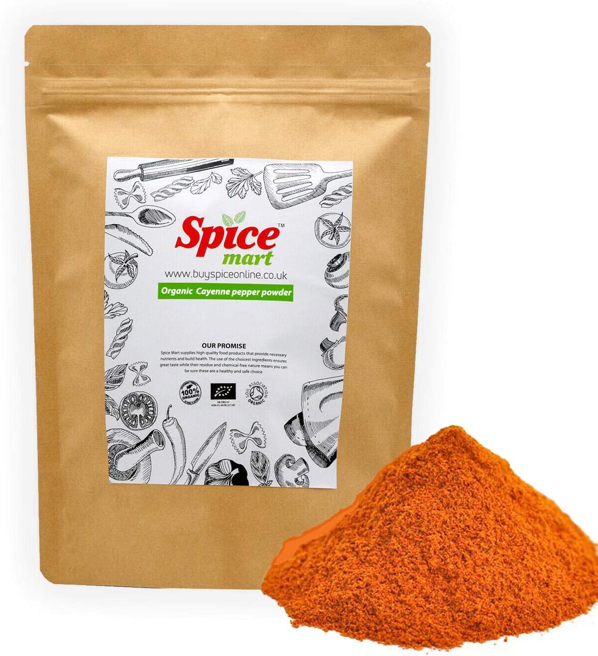 Organic Cayenne Pepper Powder Premium Quality Free P&P Certified by Soil Association (100g)