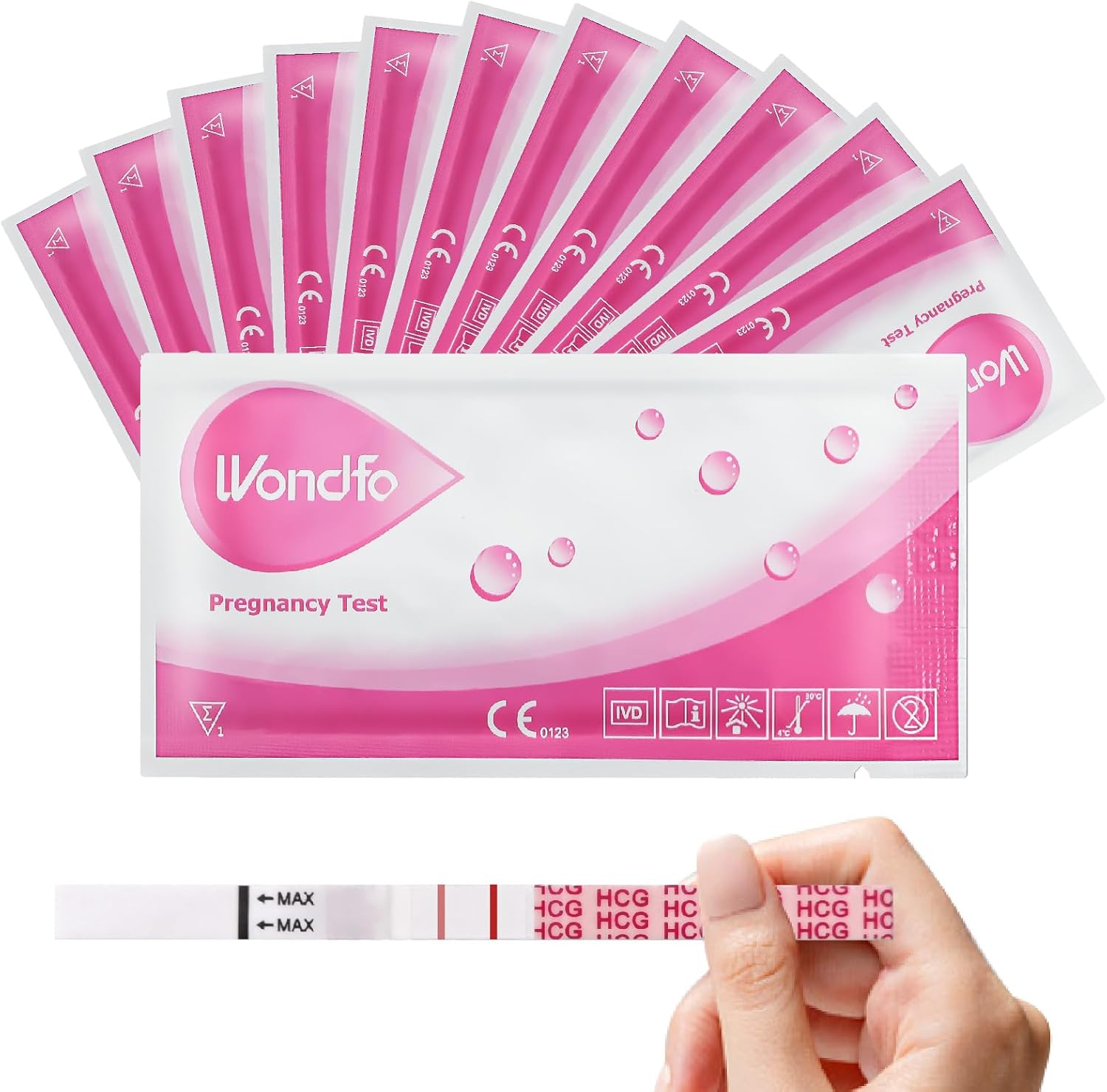 Wondfo Pregnancy Test 20 Ultra Early Pregnancy Test Strips 10 MIU/mL 5mm Width Fertility Test Kit