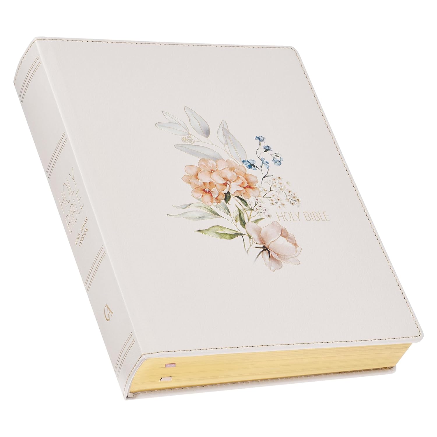 KJV Holy Bible, Large Print Note-taking Bible, Vegan Leather Hardcover - King James Version, Blush Bouquet Printed (KJV Note-taking Editions)