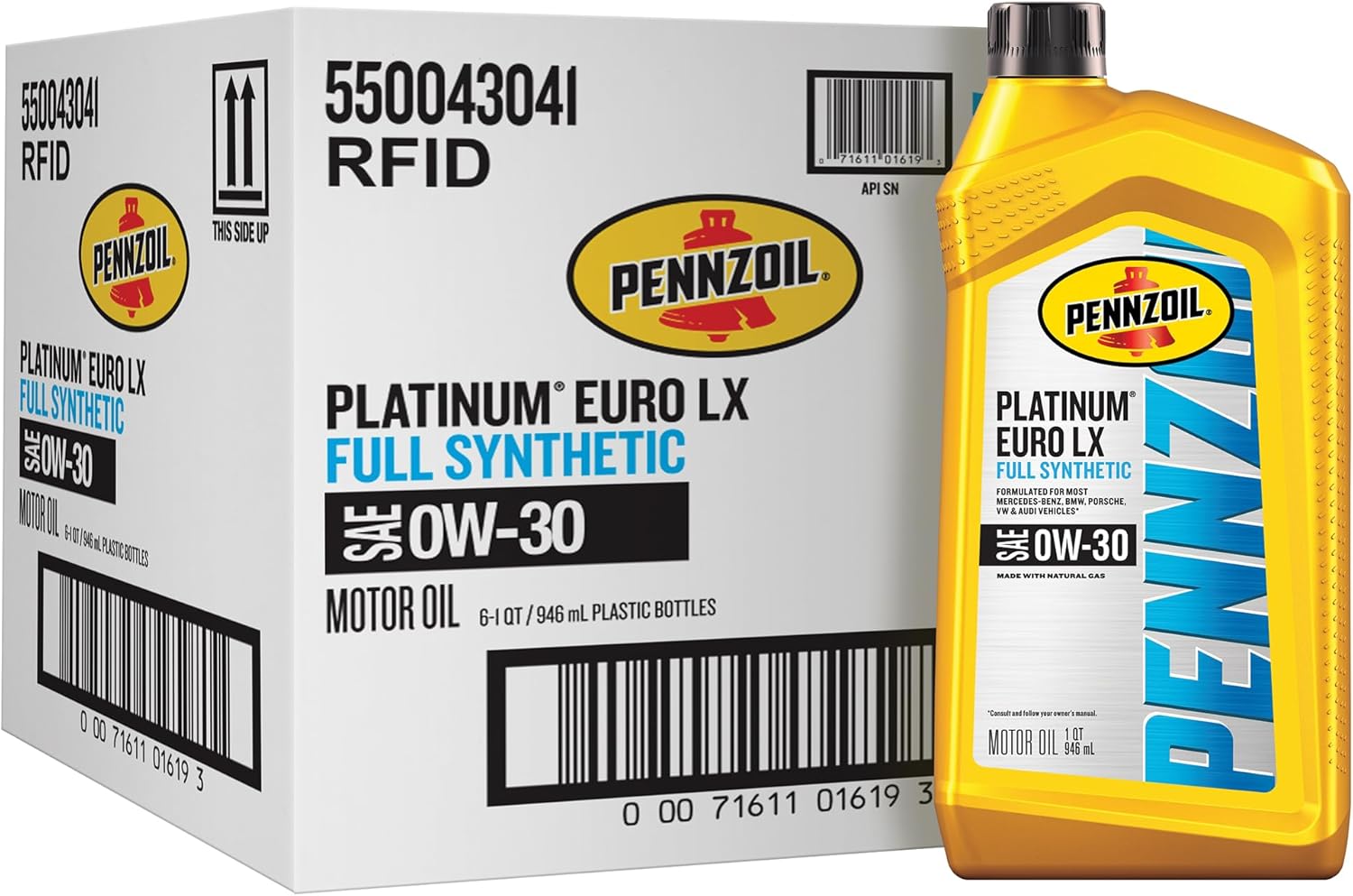 Pennzoil Platinum Euro LX Full Synthetic 0W-30 Motor Oil, 1 Quart (6 Pack)