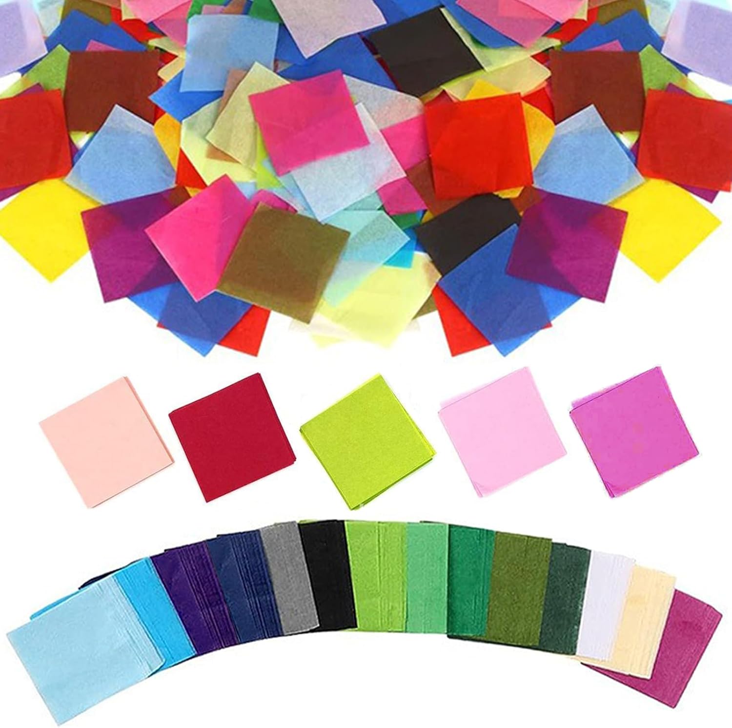 Tissue Paper Squares for Crafts 1 Inch 6000 Pcs Coloured Rainbow Tissue Collage Paper Precut Mini Square Papers for Craft Art 30 Colors