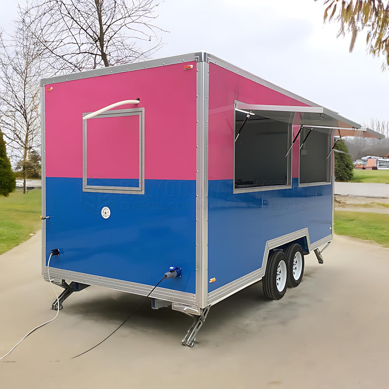BELYOO Custom Food Trailer Mobile DDP Food Truck Trailer Concession Trailers for Sale Hot Dog Cart for Commercial Use Kitchen Food Truck Catering Coffee Trailer (13FT)