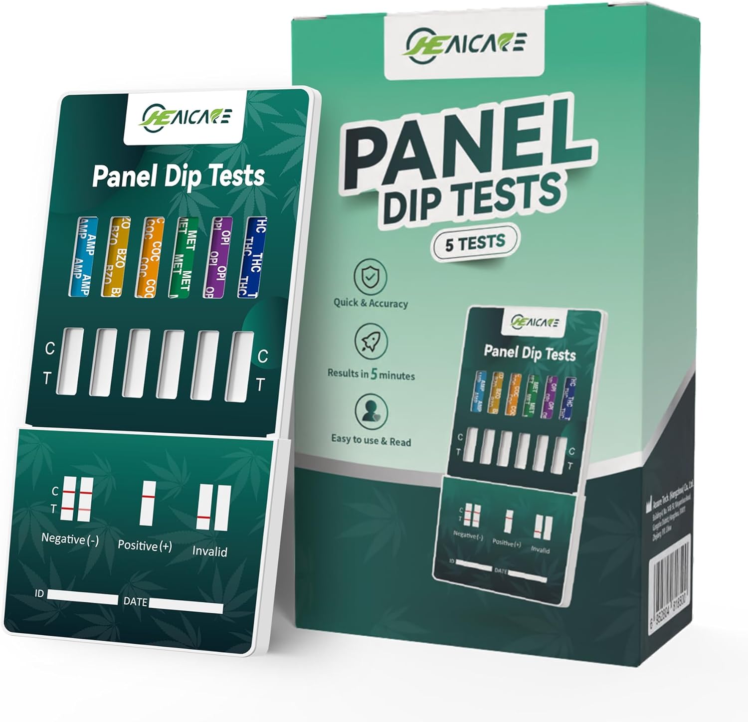 AssureTech Panel Dip Tests, Multi-Drug Urine Test Kit, Detect 6 Drugs in One, AMP, BZO, COC, MET, OPI, THC, Rapid Instant Drugs Test-5 Pack