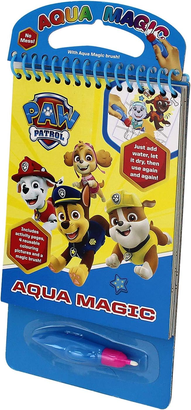 Guaranteed4Less Paw Patrol Aqua Magic No Mess Free Colouring Book Reusable Fun Drawing Activity A5 Watercolor Coloring Book 4 Sheets