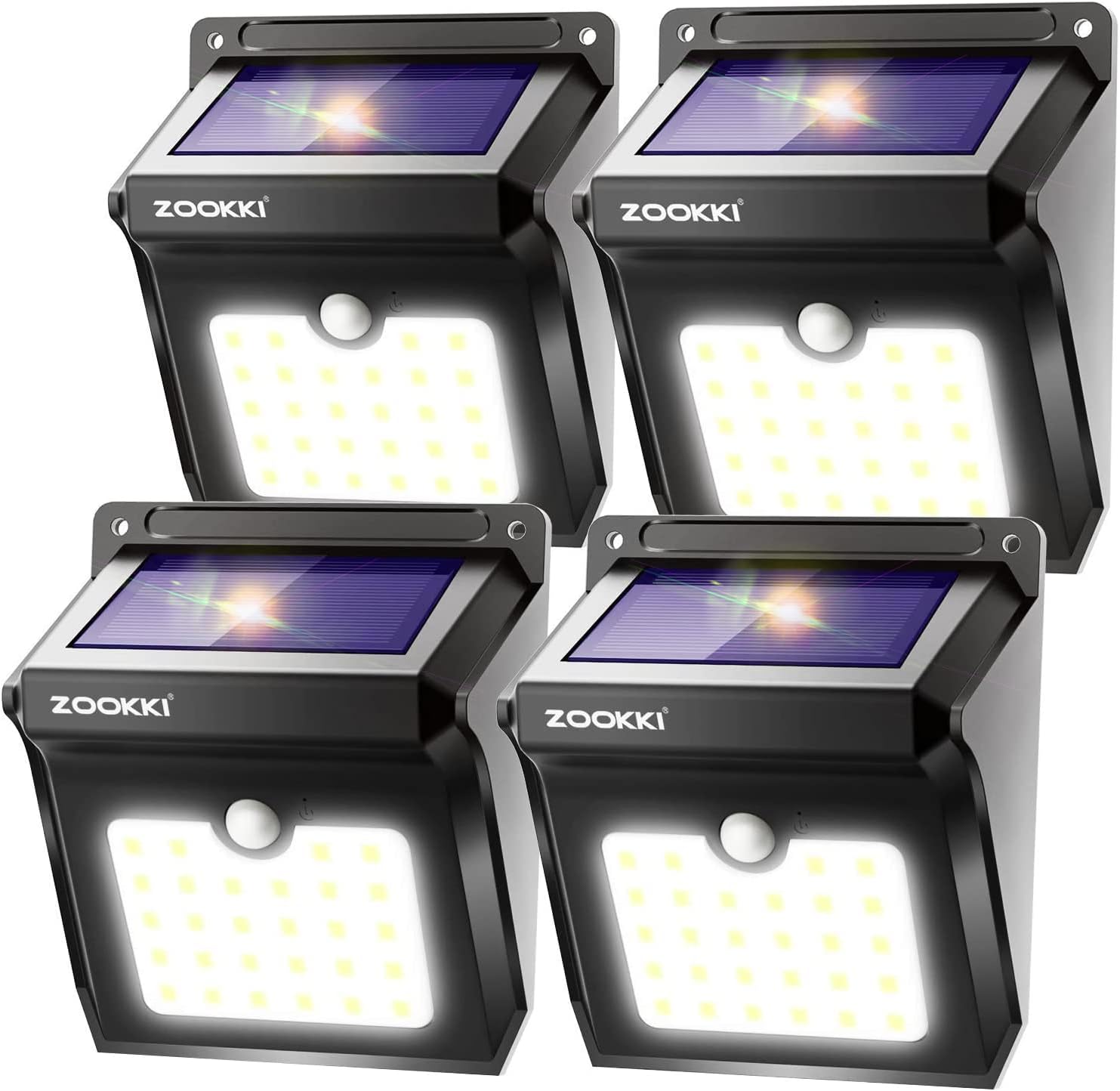 Solar Outdoor Lights -120° Illumination Solar Motion Sensor Lights Outdoor - IP65 Waterproof Wireless Security Outdoor Solar Powered Lights for Garden Fence Patio Deck（28LED 4-Pack）