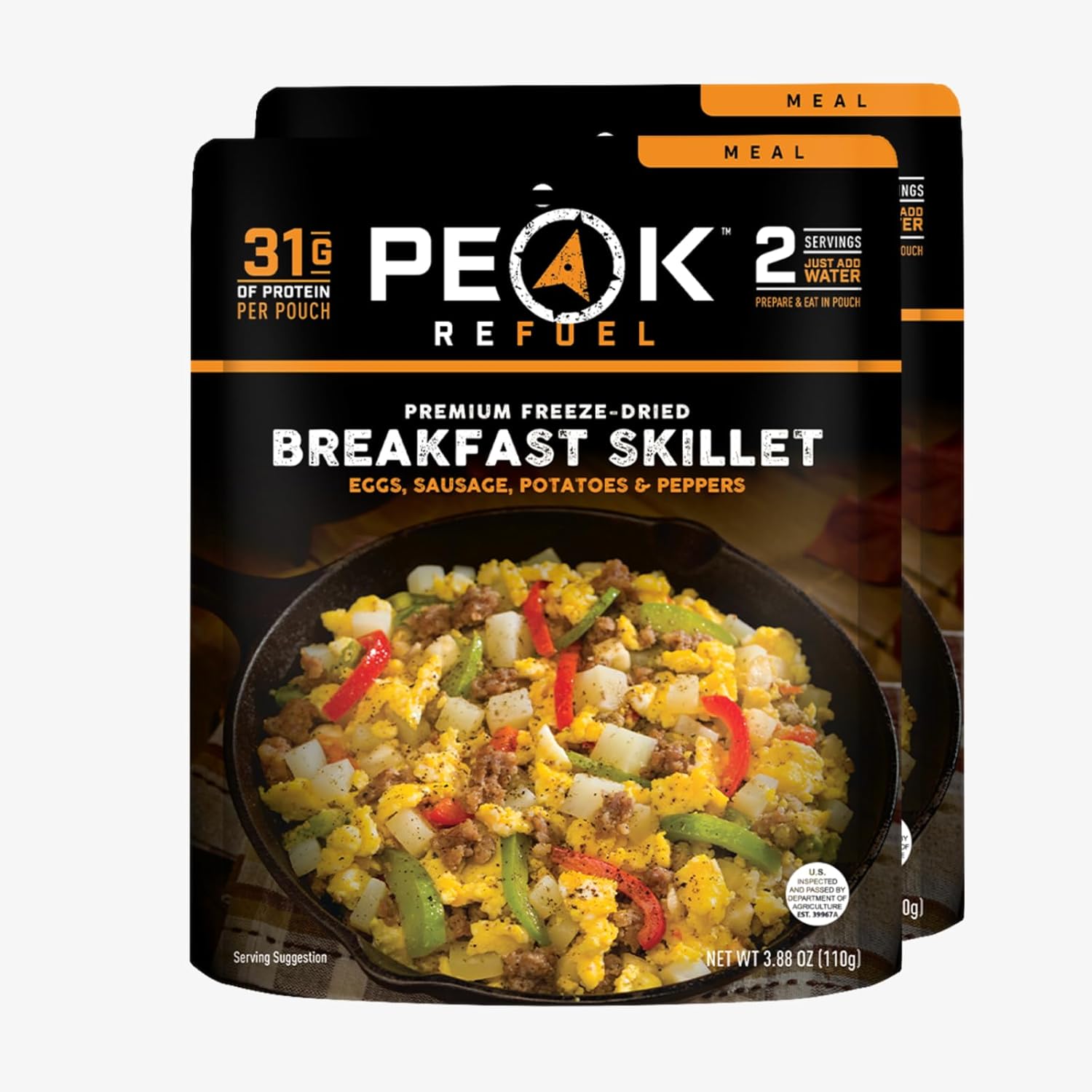 Peak Refuel Breakfast Skillet 2-Pack | Freeze Dried Backpacking, Camping & Emergency Prep Food | 2 Servings Per Pouch