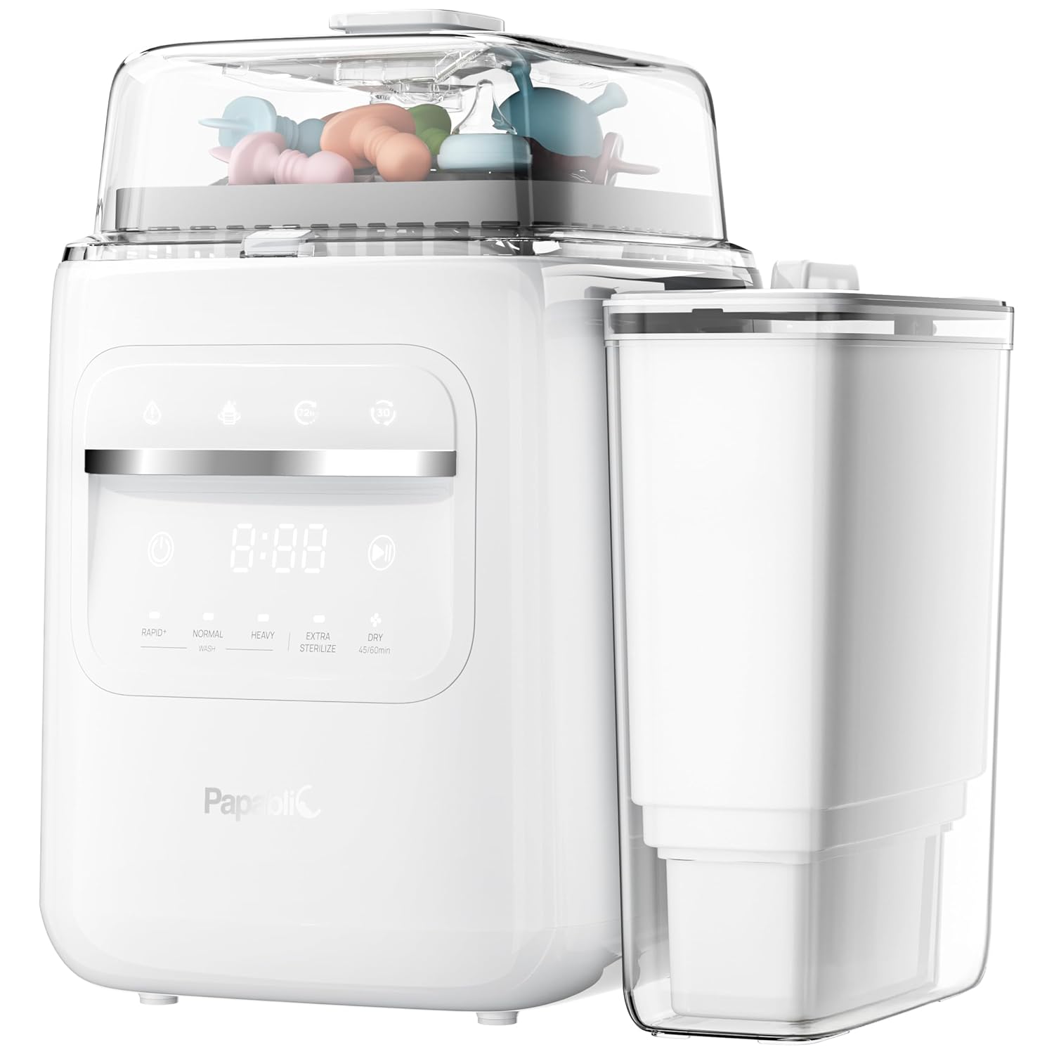 Papablic SafeguardPlus Baby Bottle Washer with Water Purification System | 8-Bottle Capacity, 5-in-1 Bottle Washer & Sterilizer & Dryer for Bottles, Pump Parts, Baby Essentials