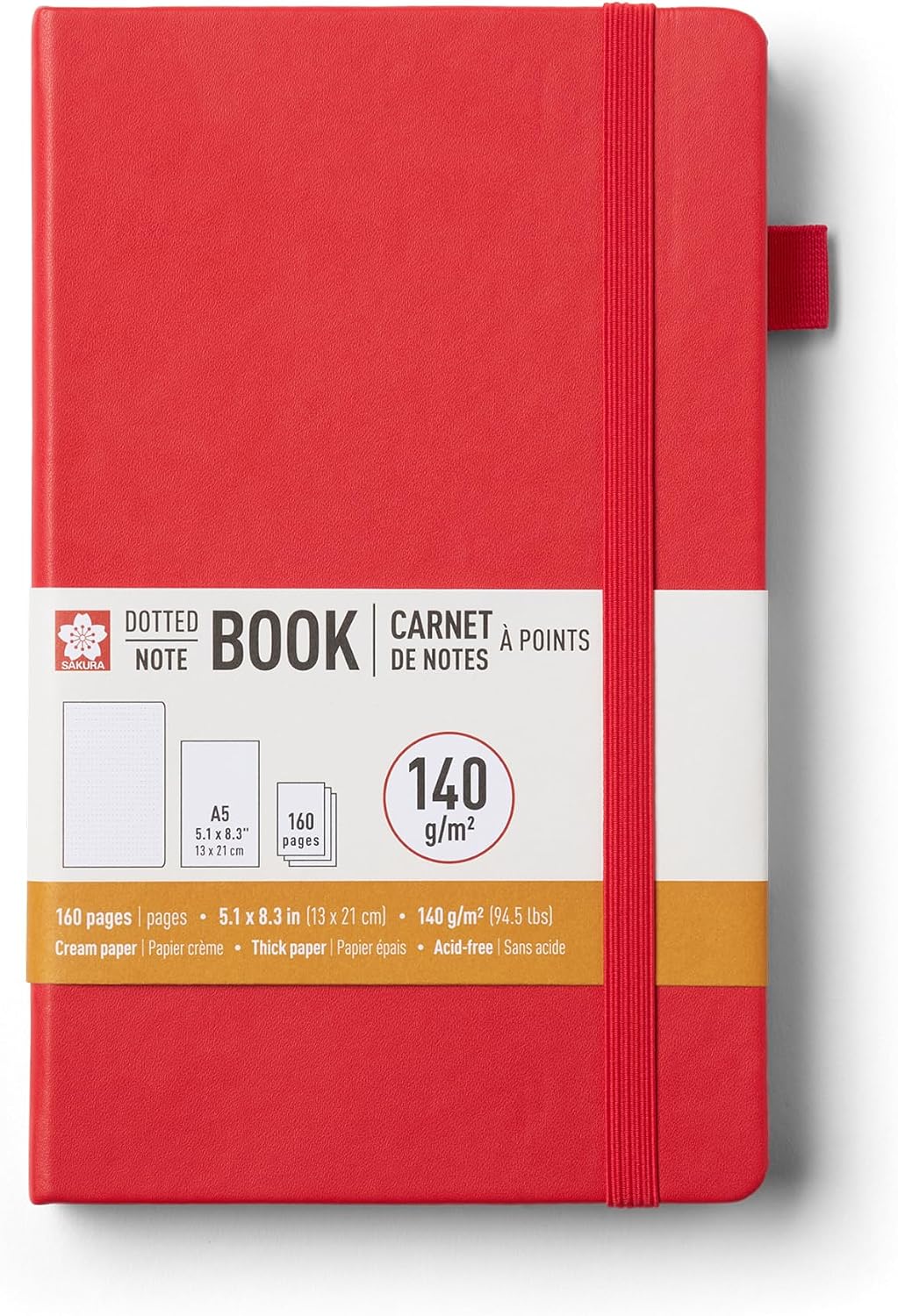 Sakura Dotted A5 Journal Notebook, Hardcover, 5.1x8.3", Plum Blossom