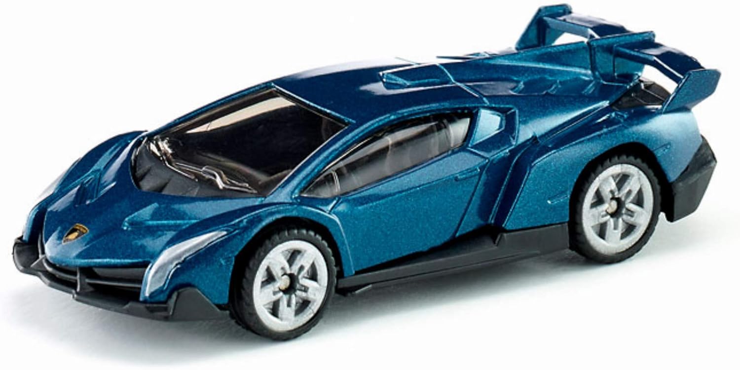 Siku 1485, Lamborghini Veneno, Metal/Plastic, Toy car for Children, Dark Blue, Rubber Tyres