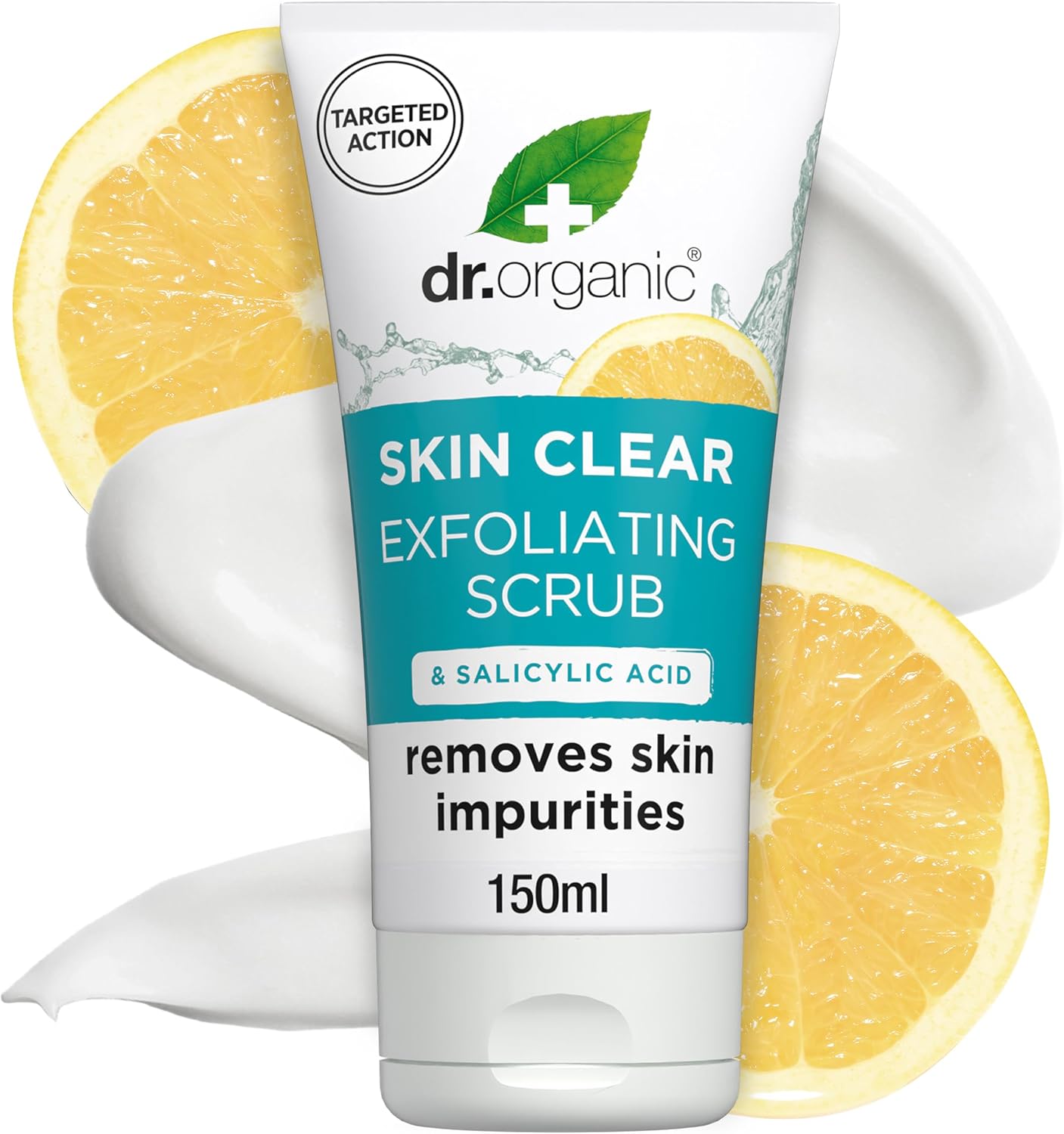 Dr Organic Skin Clear Exfoliating Scrub, Cleansing , For Acne & Clear Skin, Salicylic Acid, Oily, Problem Skin, Natural, Vegan, Cruelty-Free, Paraben & SLS-Free, Recycled & Recyclable, Organic, 150ml