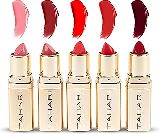 VOTUM Tahari Lipstick Set, Super Lustrous 5 Piece Gift Set, Multi-Finish, Cream Pearl & Matte, Pack of 5 (Red)