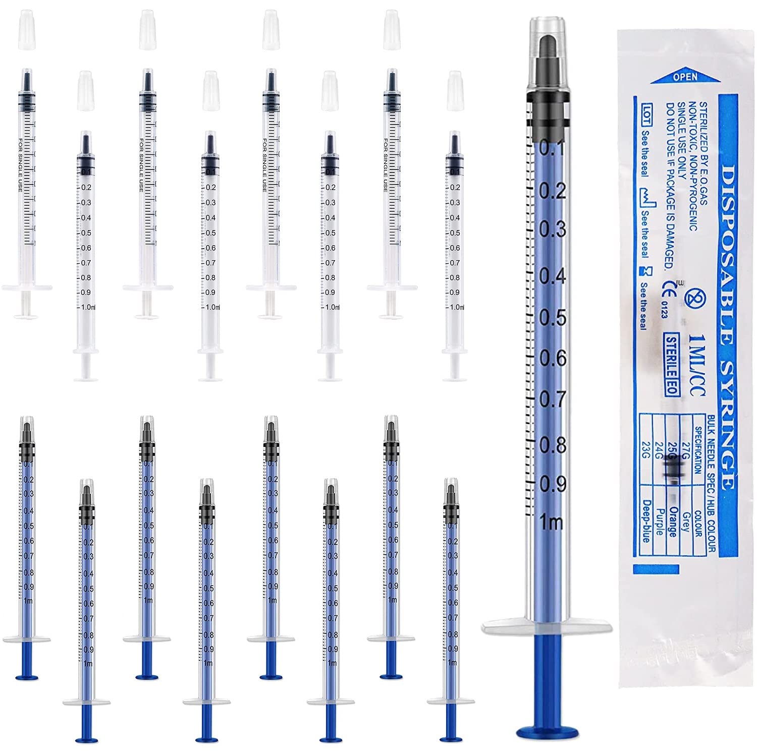 1ml Syringes Colostrum Syringe With Caps - Molkor 20Pcs No Needle Syringe for Refilling and Measuring Liquids, Colostrum Harvesting, Scientific Labs, Plant Watering, Pet Feeding