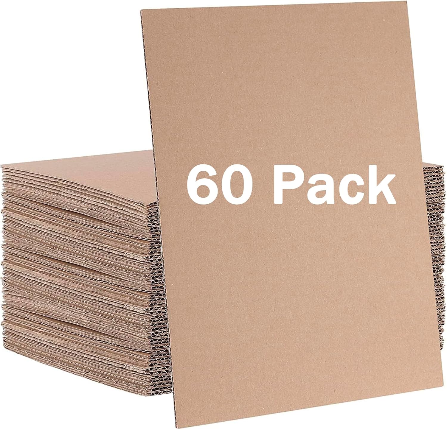 HAKZEON 60 Pack A4 Corrugated Cardboard Sheets, 3mm Thick Cardboard Sheets, Flat Cardboards Inserts for Mailing, DIY Crafts, Arts, Packaging, Brown