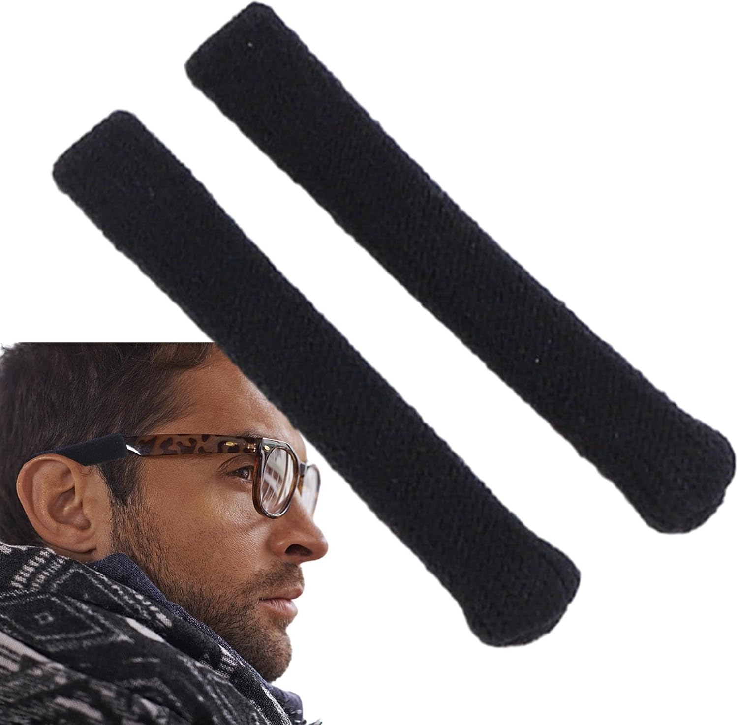 Ear Pads for Glasses,Knitting Glasses Ear Grip Pads | Elastic Eyeglass Arm Pads Anti-Slip, Comfort Cushions, Soft Temple Tips Sleeve, Eyewear Accessories