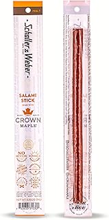 Schaller & Weber Crown Maple Salami Stick, Hickory Smoked, All-Natural, Ready to Eat Meat Snacks, 0.85 Ounce (Pack of 6)