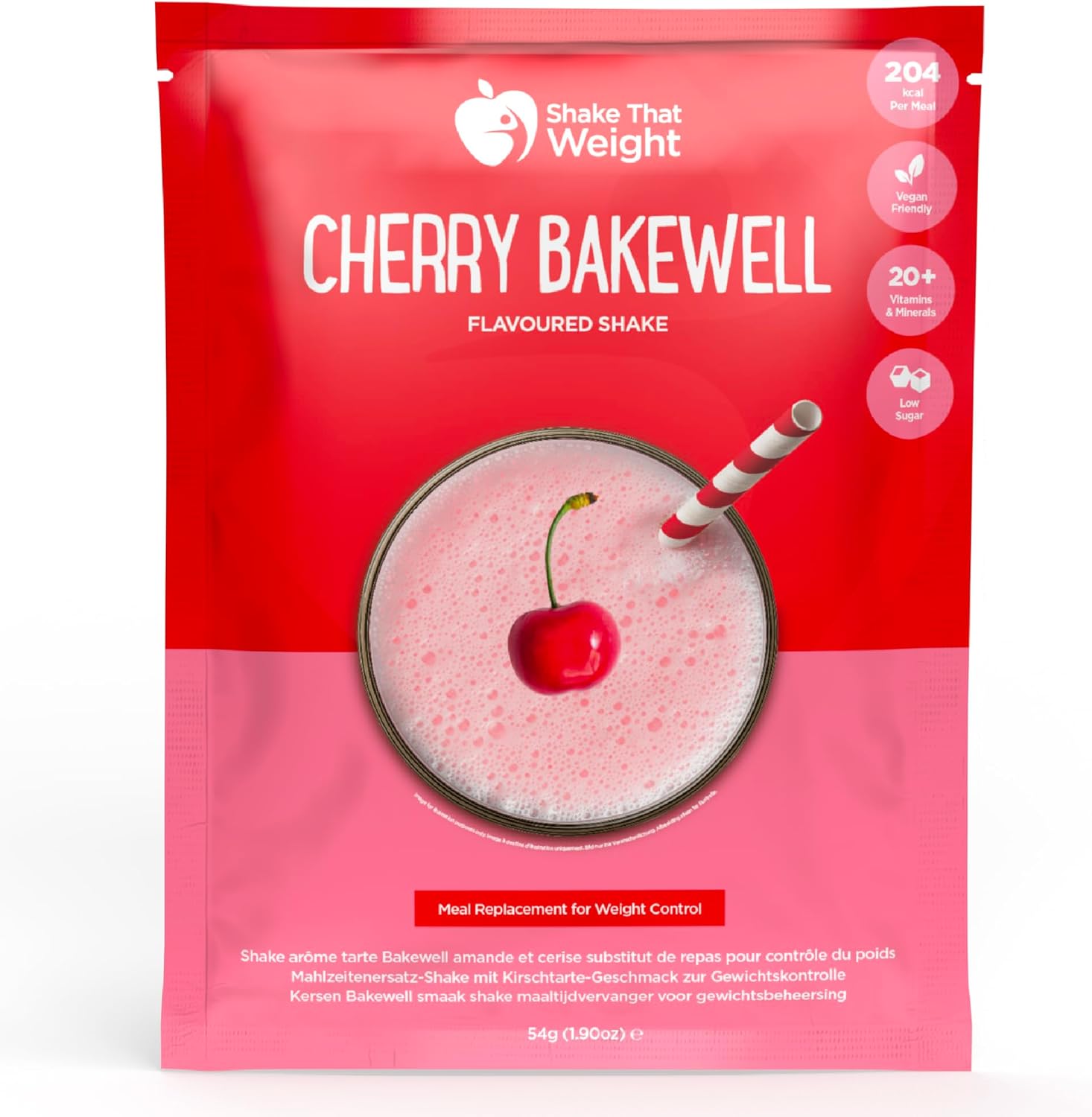 Shake That Weight 1x Diet Shake - Cherry Bakewell - Meal Replacement Plan for Weight Loss - Very Low-Calorie Diet - VLCD - High Protein, Lactose Free, Gluten Free, Low Sugar, Vegan Friendly