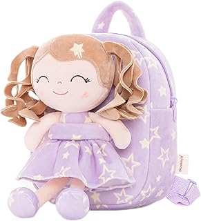 Gloveleya 3.5L Curly Hair Plush Figures Dress Backpack - Purple Star, 9 inches, 3.5 liters