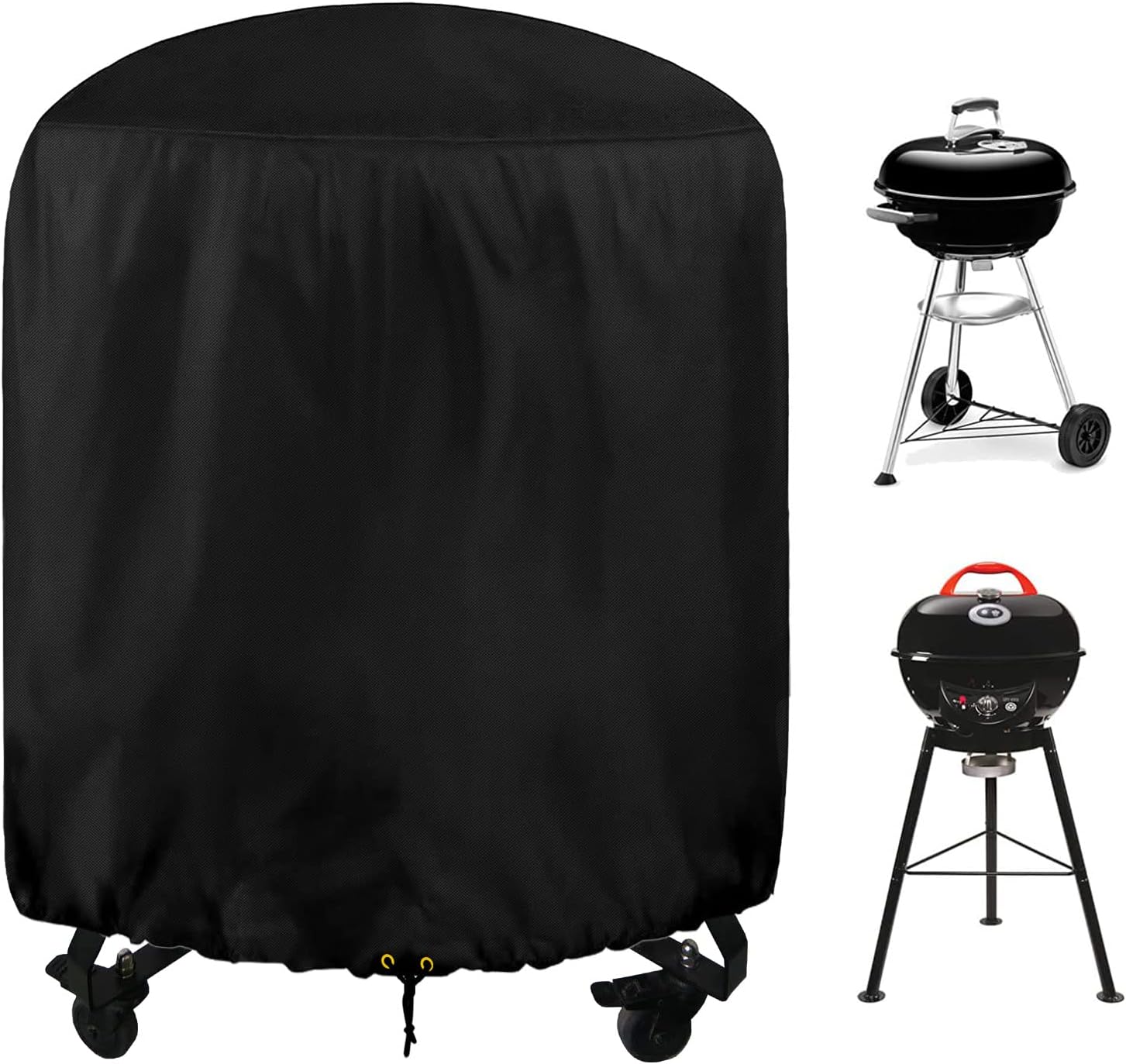 RICHIE Round Barbecue Cover, Kettle BBQ Cover 73x71cm Waterproof Heavy Duty 420D Oxford Fabric Round Gas Grill Covers with Drawstring Cord, Outdoor Grill Cover UV Resistant, Windproof & Rip-Proof