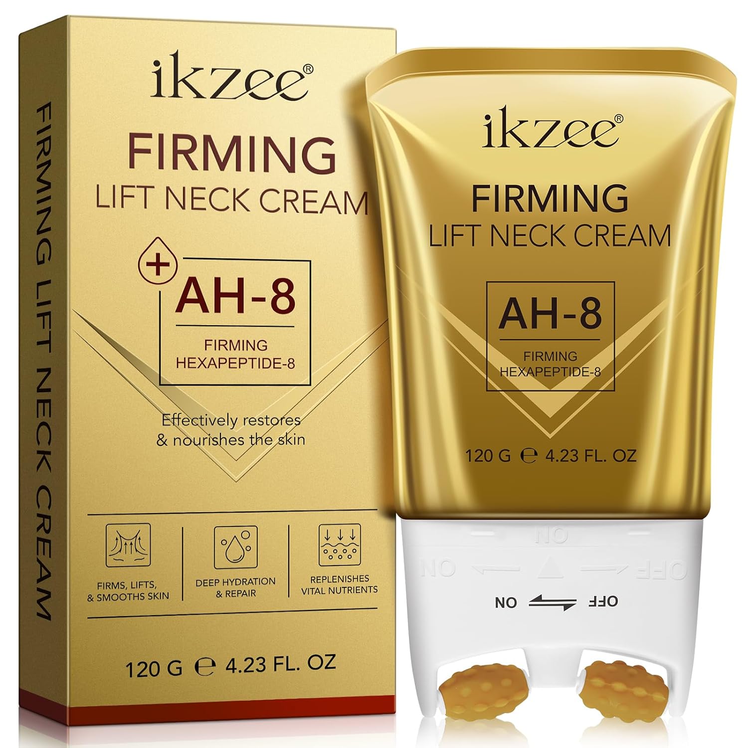 AH-8 Firming Neck Cream with Roller Massage Moisturizer, Anti-Aging ah8 Firming Neck Cream Moisturizing Lotions Repair Reduces Neck Lines, Moisturizes, Tightens Skin, Moisturizer for All Skin Types