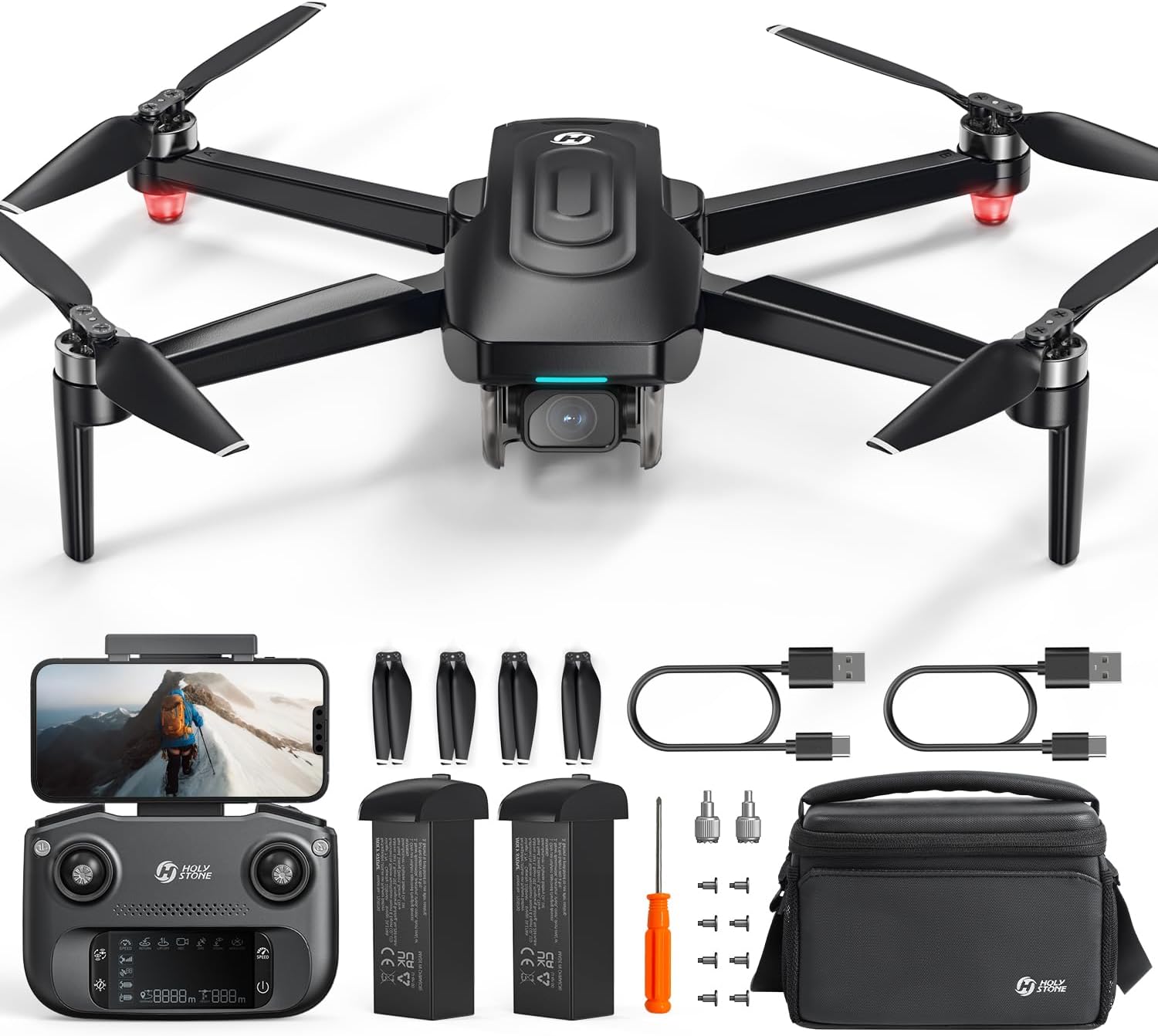 Holy Stone HS175G GPS Drone with 4K EIS Camera for Adults Beginner, 249g Foldable RC Quadcopter with Auto Return, Follow Me, 60 Mins Flight Time, Brushless Motor, 5G Transmission, Upgraded HS175D