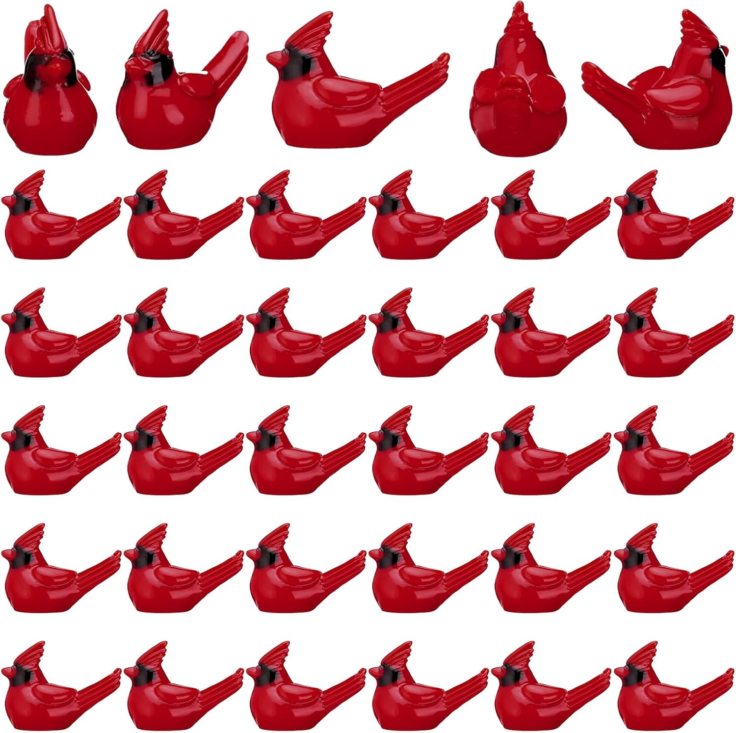 Bbiamsleep 35 Pcs Mini Red Cardinal Figurine Tiny Cardinal Resin Red Bird Figurines Christmas Ornaments for Xmas Gift Mini Garden Cake Topper Christmas Decoration