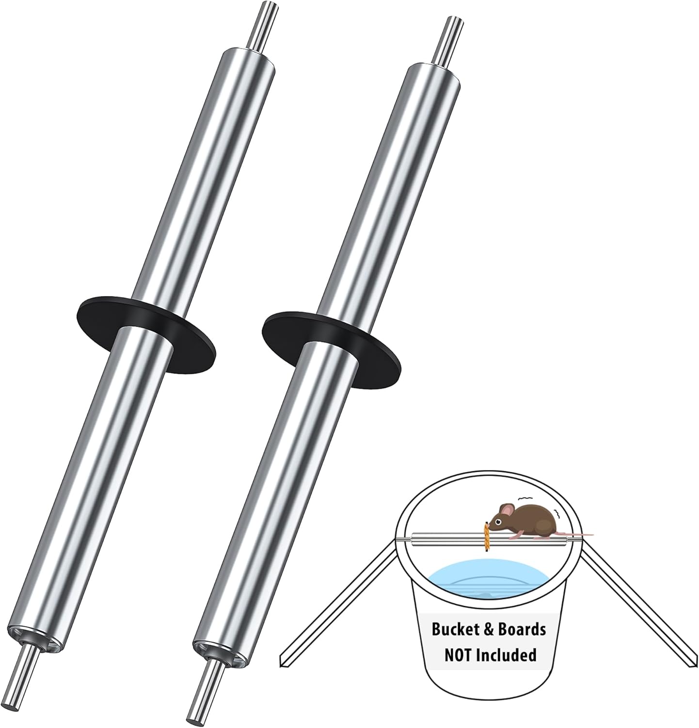 2 Pack Humane Mouse Trap Bucket - Rolling Log No Kill Design, Auto Release Catch for Mice & Rats, Reusable Mouse Rat Trap Bucket Indoor/Outdoor (5 Gallon)