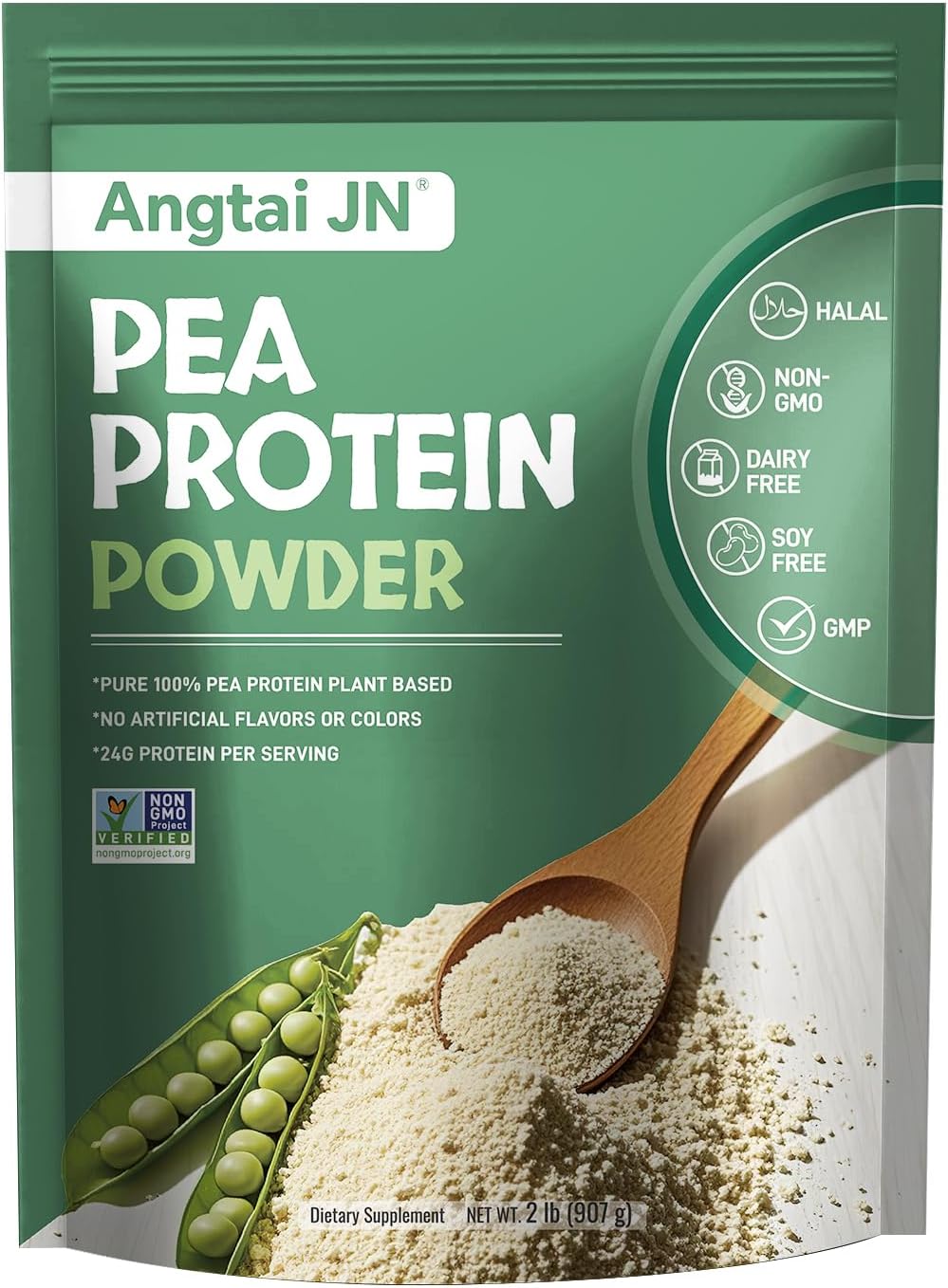 Pea Protein Powder, 24g of Plant-Based Protein, Unflavored, Vegan, Gluten-Free, Non-GMO, No Added Sugar, Easily Digested Isolate Form, 2 lb (30 Servings), Ideal for Vegetarians, Fitness