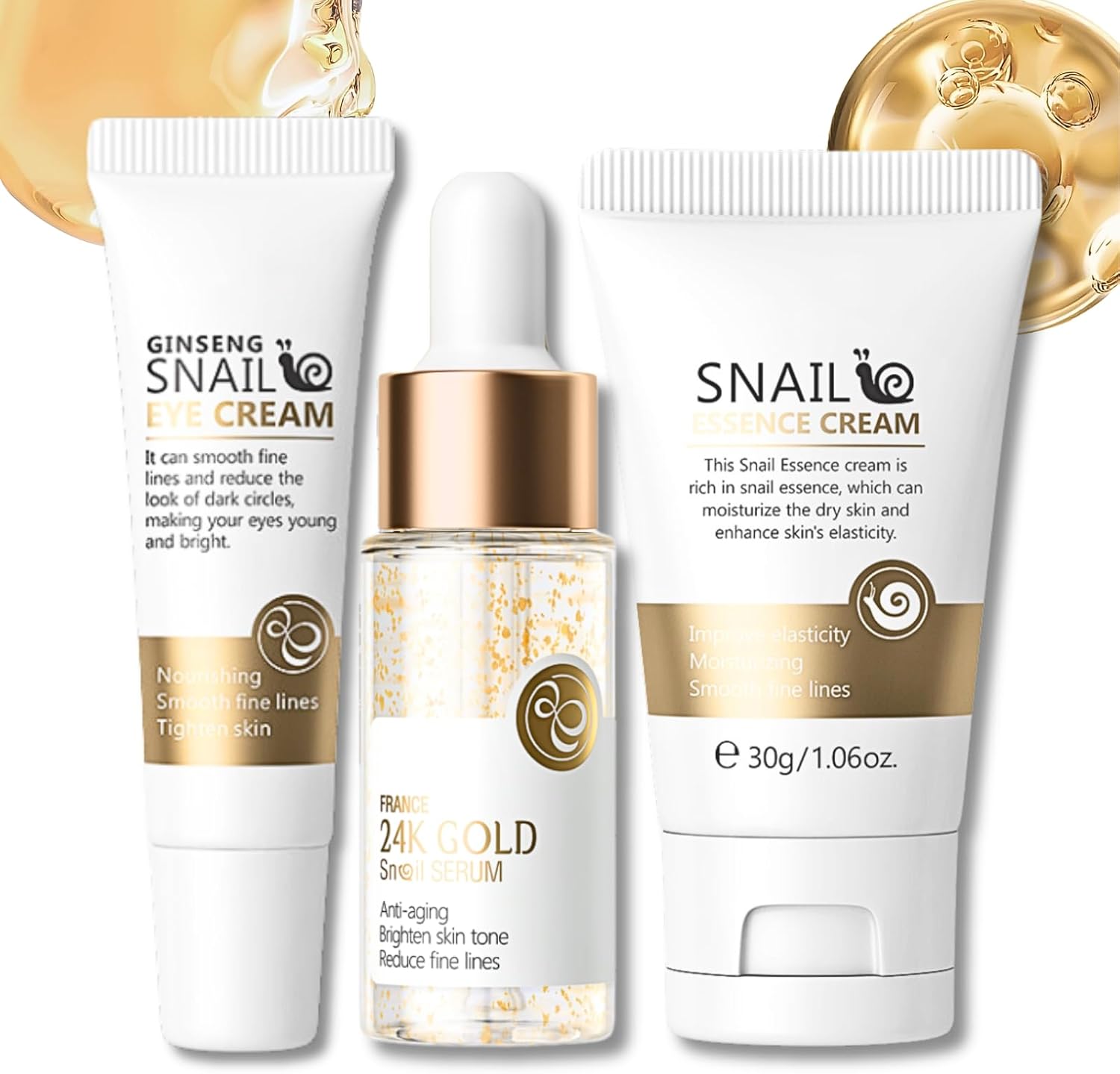 Snail Essence Skincare Set, Travel Kit 3-Step Skin Care Sets & Kits, Travel Skincare for Teenagers Girls, Pamper Sets for Women Gifts, Travel Facial Kit with Serum,Eye Cream,Moisturizer
