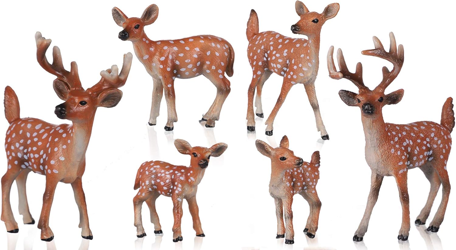 Deer Toys - 6pcs Realistic Deer Woodland Animals Figurines - Early Educational Toys, Birthday Cake Topper for Kids