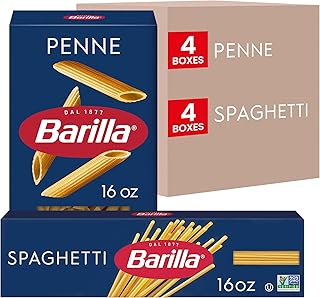 Barilla Penne Pasta & Spaghetti Pasta Variety Pack, 16 oz. Boxes (Pack of 8) - Non-GMO Pasta Made with Durum Wheat Semolina - Kosher Certified Pasta